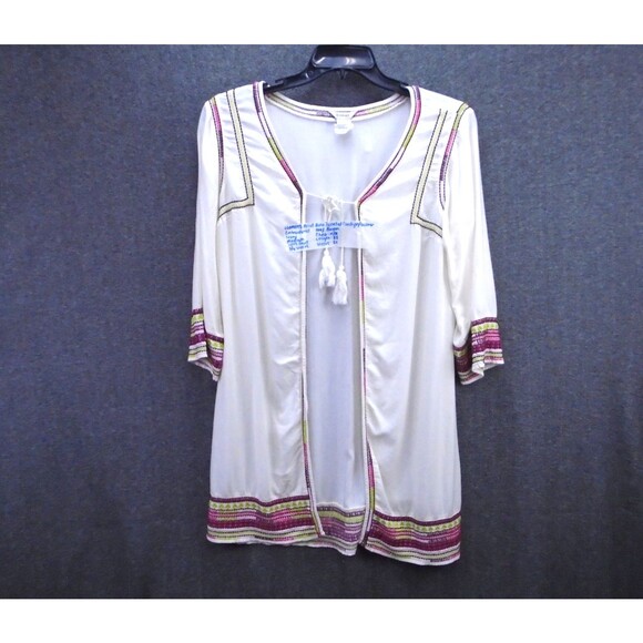 Ariat Sweaters - Ariat Womens Medium Boho Tasseled Cardigan Duster Embroidered Ivory 100% Rayon
